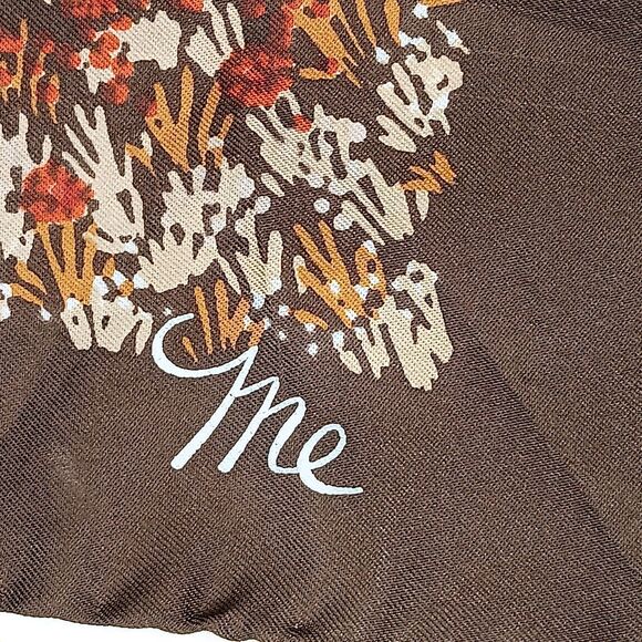 VTG Mr Emperor Square Scarf Brown Rust Tan Floral Botanical Abstract Italy 26x26 - Picture 3 of 13